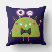 Mini Monster, blauw groen, kinder, kinderen Kussen (Achterkant)