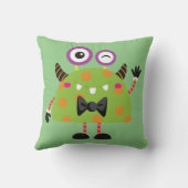 Mini Monster, lichtgroen, kinderkamer Kussen (Achterkant)