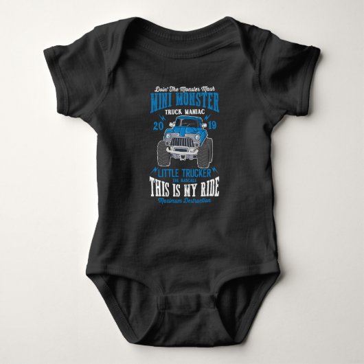 Mini Monster Truck Manic Little Trucker Boy Romper (Voorkant)