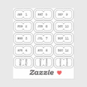 Mini Monthly Index Divider Tabs White Folded  Sticker (Vel)