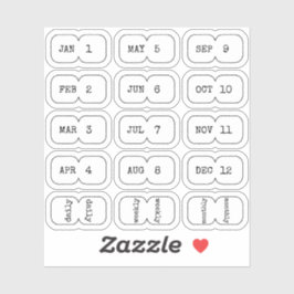 Mini Monthly Index Divider Tabs White Folded  Sticker