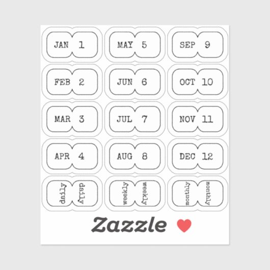 Mini Monthly Index Divider Tabs White Folded  Sticker (Vel)