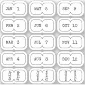Mini Monthly Index Divider Tabs White Folded  Sticker (Voorkant)