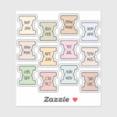 Mini Monthly Index Tab Pastel Bujo Planner Folded  Sticker (Vel)