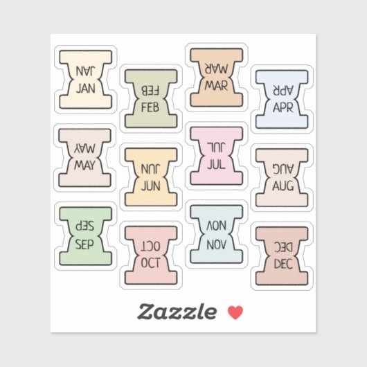 Mini Monthly Index Tab Pastel Bujo Planner Folded  Sticker (Vel)