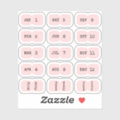 Mini Monthly Index Tabs Page Divider Pink Folded Sticker (Vel)