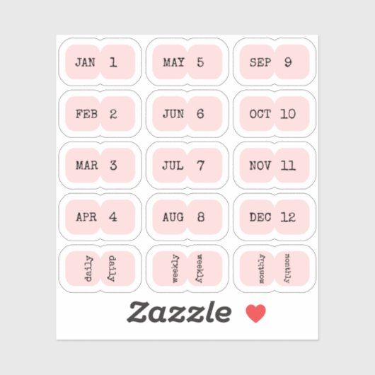 Mini Monthly Index Tabs Page Divider Pink Folded Sticker (Vel)