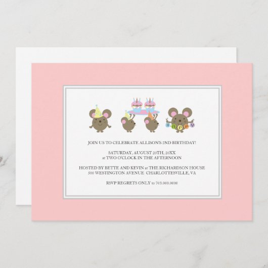 Mini Mouse Birthday Party Invitation Kaart (Voorkant / Achterkant)