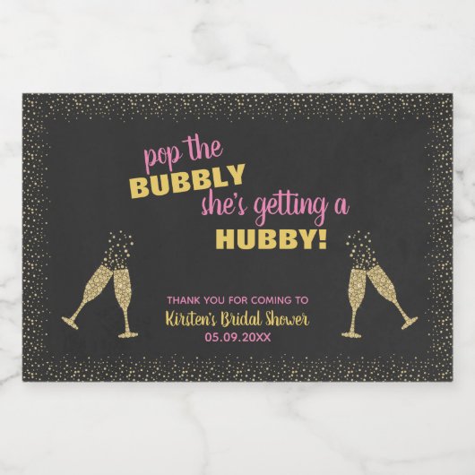 Mini Mousserende Wijn Label Bruids Bubble Douche F Sparkling Wijnetiket (Enkel label)