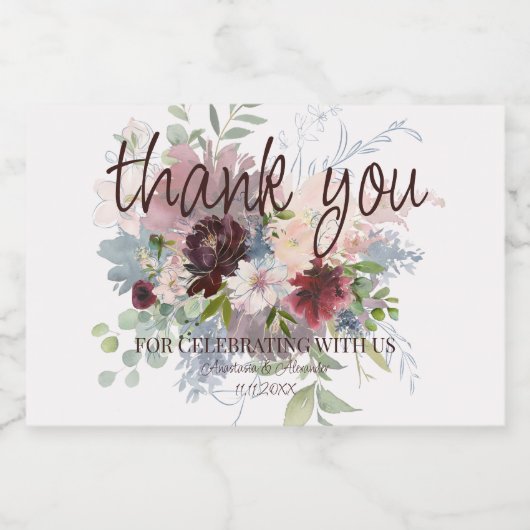 Mini Mousserende Wijnfles Etiketten Dank u (Enkel label)