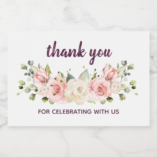 Mini Mousserende Wijnfles Etiketten Dank u (Enkel label)