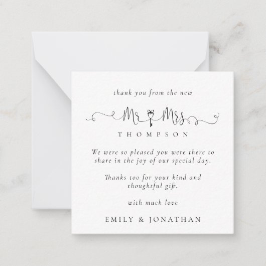 MINI Mr. Key Motif Script Wedding Hartelijk dank Notitiekaartje (Voorkant)