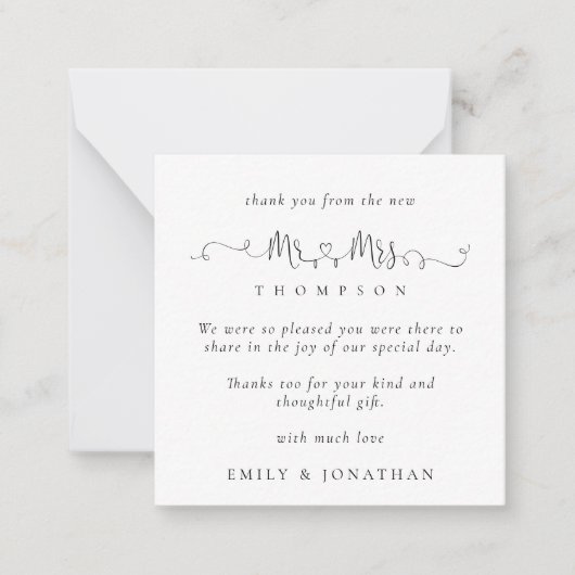 MINI Mr. Rings Script Wedding Dank u Notitiekaartje (Voorkant)