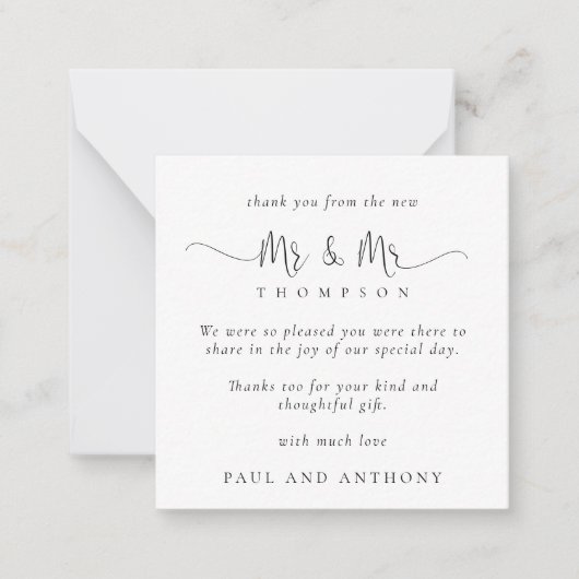 MINI Mr. Stylish Script Wedding Dank u Notitiekaartje (Voorkant)