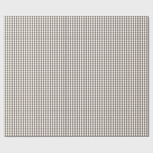 Mini Mulch Bruine Gingham Geruite Patroon op Wit Cadeaupapier