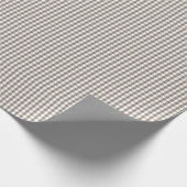 Mini Mulch Bruine Gingham Geruite Patroon op Wit Cadeaupapier (Hoek)