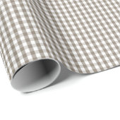 Mini Mulch Bruine Gingham Geruite Patroon op Wit Cadeaupapier (Rol Hoek)