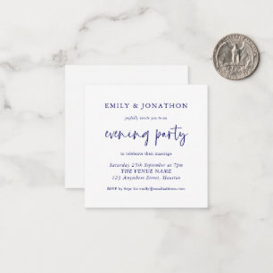 MINI Navy White Wedding Evening Party Invite Notitiekaartje