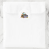 Mini Oranje bulldozer Ronde Sticker (Tas)