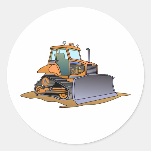 Mini Oranje bulldozer Ronde Sticker (Voorkant)