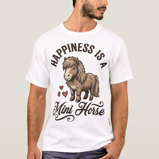 Mini Paard Vintage Gravure Cute Pony Shirt Ontwerp (Voorkant)