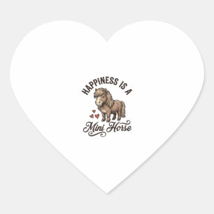 Mini Paard Vintage Gravure Cute Pony Shirt Ontwerp Hart Sticker