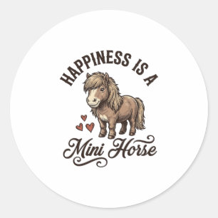 Mini Paard Vintage Gravure Cute Pony Shirt Ontwerp Ronde Sticker