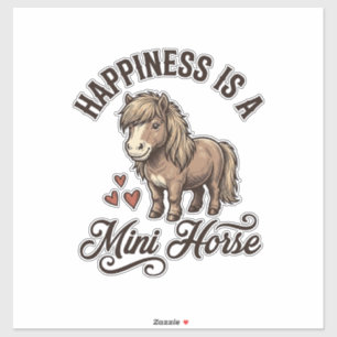 Mini Paard Vintage Gravure Cute Pony Shirt Ontwerp Sticker