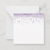 MINI Paarse Glitter Confetti Wedding Save the Date Notitiekaartje (Achterkant)