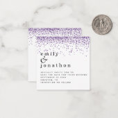 MINI Paarse Glitter Confetti Wedding Save the Date Notitiekaartje (Voorkant / Achterkant in situ)