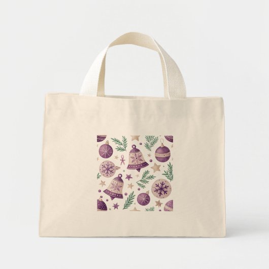 Mini Paarse Kerstcadeautas Tote Bag (Voorkant)