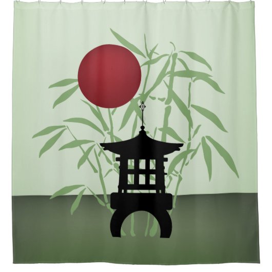 Mini pagode bamboe maan douchegordijn (Voorkant)