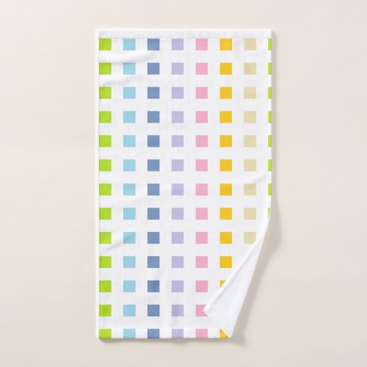 Mini Pastel Rainbow Squares Bad Handdoek (Handdoek)