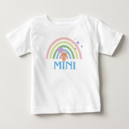 MINI - Pastel Rainbow Teddy T-shirt voor baby's (Voorkant)
