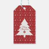 Mini Pattern Festive Red & White Christmas Cadeaulabel (Voorkant)