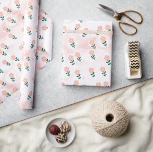 Mini Perzik Bloemenpatroon Ditsy Cadeaupapier