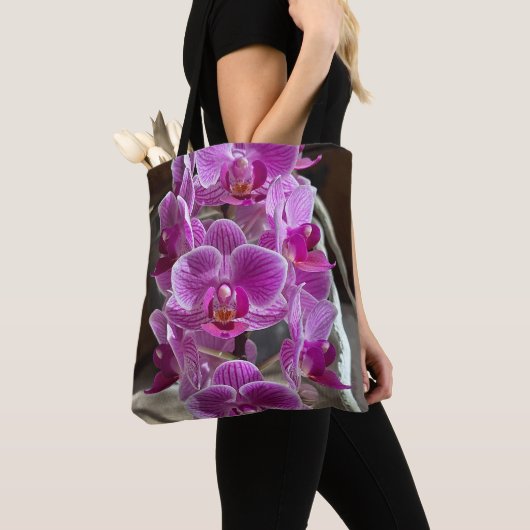 Mini Phalaenopsis Sogo Vivien Paarse orchideebloem Tote Bag (Dichtbij)