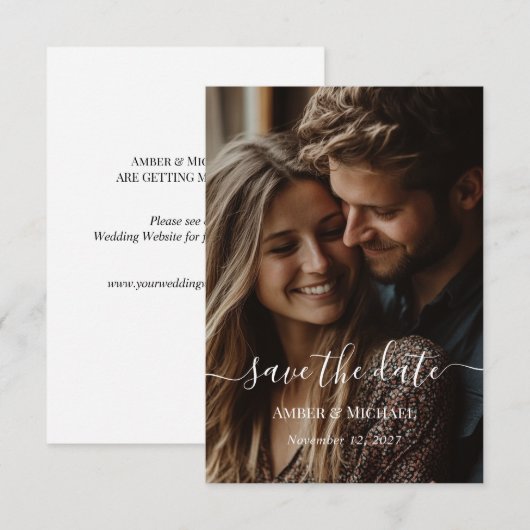 Mini Photo Flat Save the Date Kaart (Voorkant / Achterkant)