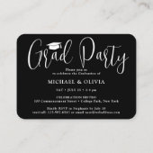 Mini Photo Joint Graduation Party Black Invitation Informatiekaartje (Achterkant)