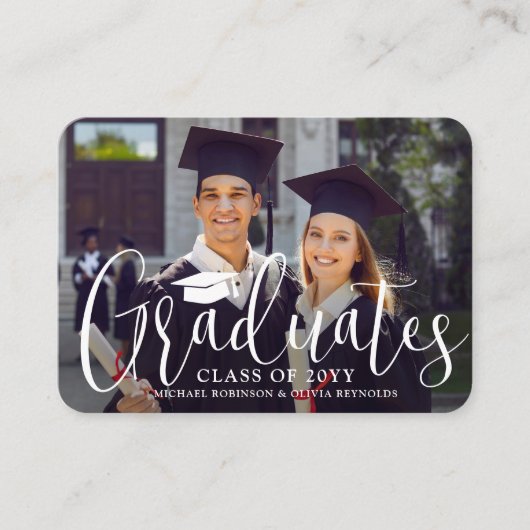 Mini Photo Joint Graduation Party Black Invitation Informatiekaartje (Voorkant)