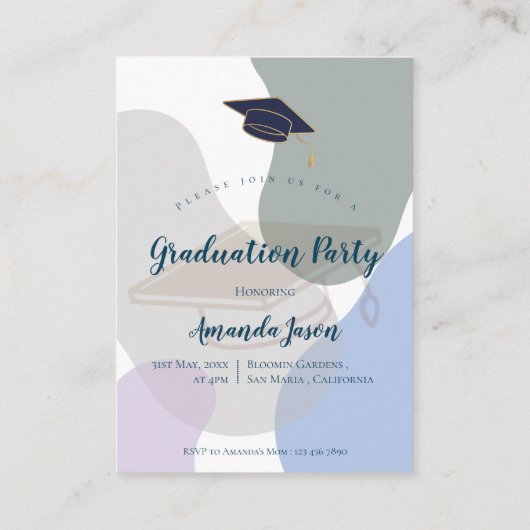 Mini Photo Pastel Schattige 2025 Afstuderen Uitnod Informatiekaartje (Achterkant)
