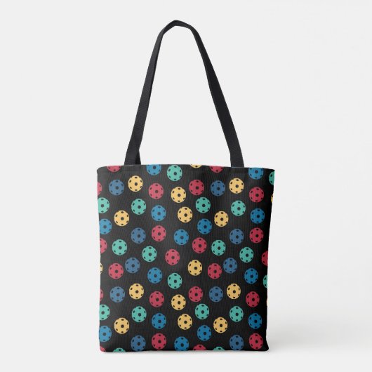🤩 Mini Pickleballen op zwarte achtergrond Tote Bag (Achterkant)