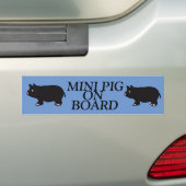 MINI PIG AAN BOORD, Black Mini Pig Bumpersticker (Op auto)