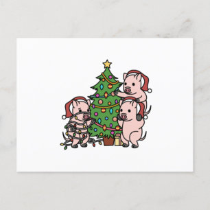Mini Pig Christmas Tree Briefkaart