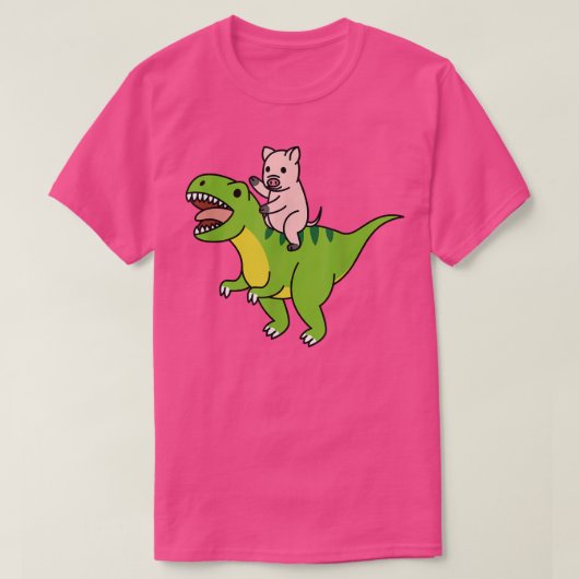 Mini Pig Riding T-Rex Dinosaur Pet  T-shirt (Design voorkant)
