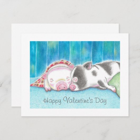 Mini Pigs Piglets Valentijnsdag Flat Kaart (Voorkant / Achterkant)