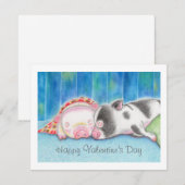 Mini Pigs Piglets Valentine's Day Flat Card (Voorkant / Achterkant)