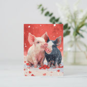 Mini Pigs Valentijnsdag Briefkaart (Staand voorkant)