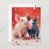 Mini Pigs Valentijnsdag Briefkaart (Voorkant / Achterkant)