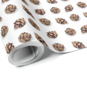 Mini Pine Cones on White Pattern Cadeaupapier (Rol Hoek)